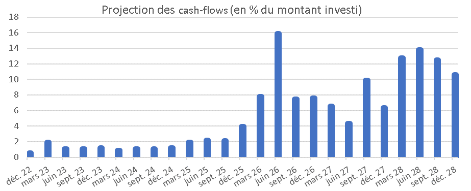 Projection des cash-flows (en % du montant investi)
